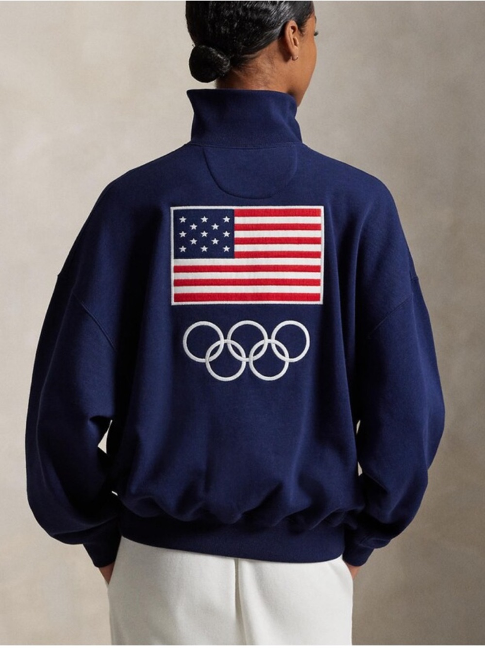 New Polo Ralph Lauren Team USA Fleece Button Mockneck - Picture 2 of 10